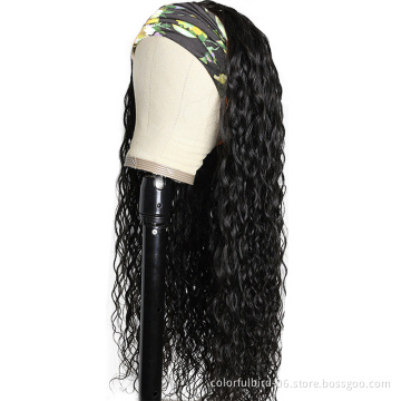 water wave Headband Wig Human Hair Wigs For Black Women natural  Ice silk Virgin Human Hair water wave Wigs